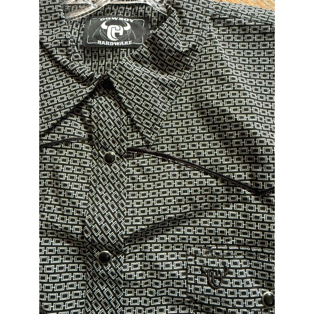 Men's Cowboy Hardware | Brick Line Print - Black | L/S | NEW | XL